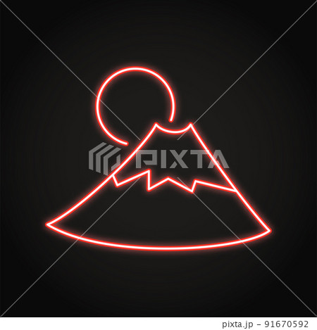 Mount Fuji neon icon in line style 91670592