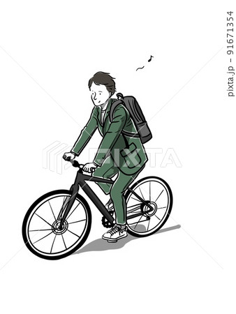 自転車通勤の男性のイラスト素材