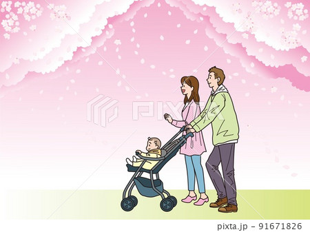 ベビーカーでお出かけ_春 ベビーカーでお出かけ_春 91671826