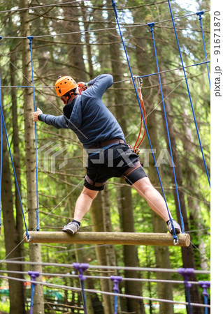Climbing adventure park in the Carpathians in Romania Climbing adventure park in the Carpathians in Romania 91671870