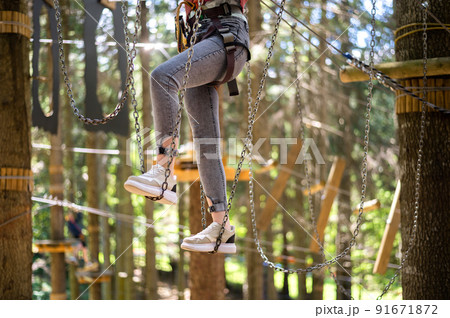 Climbing adventure park in the Carpathians in Romania Climbing adventure park in the Carpathians in Romania 91671872