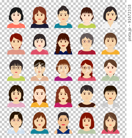ぽっちゃりな中年女性のアバターアイコン　正面 91672318
