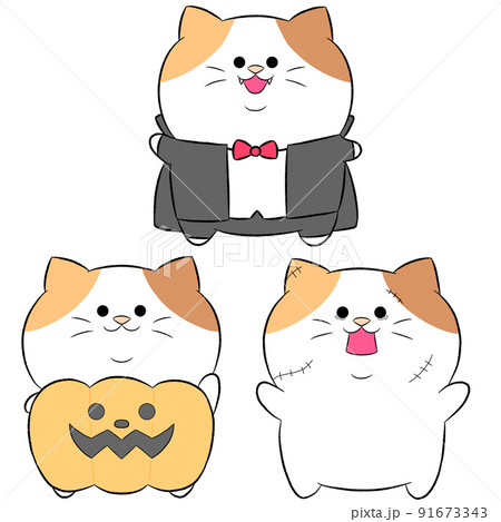 ゆるかわ三毛猫のハロウィンコスプレ 3点セット② ゆるかわ三毛猫のハロウィンコスプレ 3点セット② 91673343