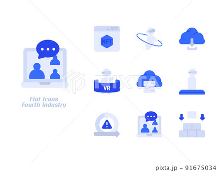 industry 4.0 technology, IT flat two tone colored icon set 91675034