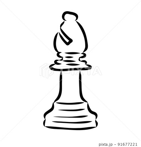 Hand-drawn sketch set of Chess pieces on a white background. Chess