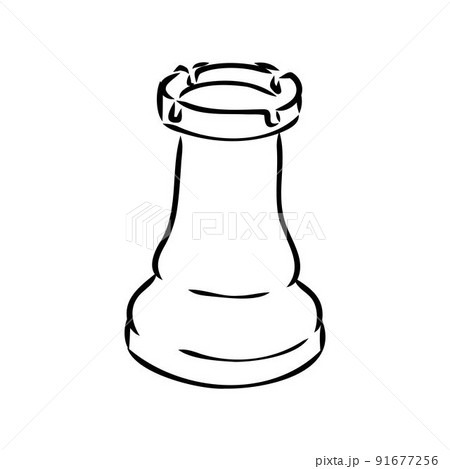 Hand-drawn sketch set of Chess pieces on a white background. Chess. Check mate. King, Queen, Bishop, Knight, Rook, Pawn. Vector icons. 91677256