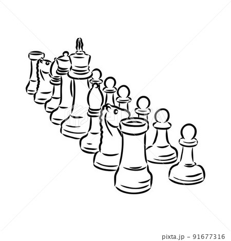 Hand-drawn Sketch Of Bishop Chess Piece. Chess Pieces. Chess