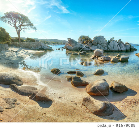 Remarkable view of Palombaggia and Tamaricciu beaches. Remarkable view of Palombaggia and Tamaricciu beaches. 91679089