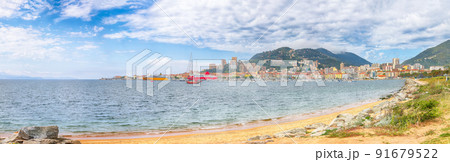 Majestic morning cityscape of Ajaccio city and port. Majestic morning cityscape of Ajaccio city and port. 91679522