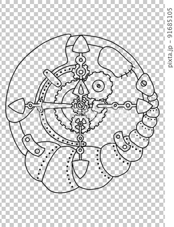 Steampunk Black and White Compass Isolated on White Background. Steampunk Black and White Compass Isolated on White Background. 91685105
