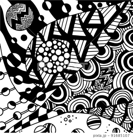 Black and white zenart illustration Isolated on White Background. 91685107
