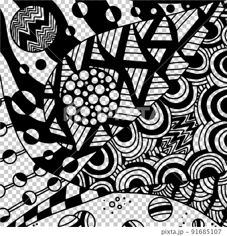 Black and white zenart illustration Isolated on White Background. 91685107