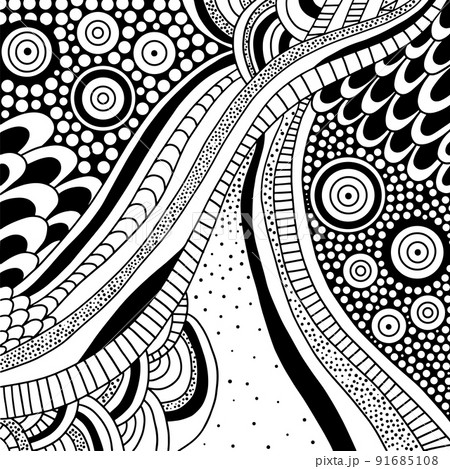 Black and white Hand Drawn zenart illustration 91685108