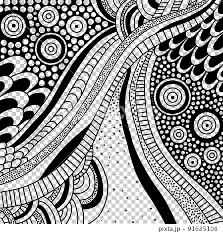 Black and white Hand Drawn zenart illustration 91685108