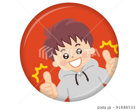 笑顔でサムズアップする若い男性　グッド 91686533