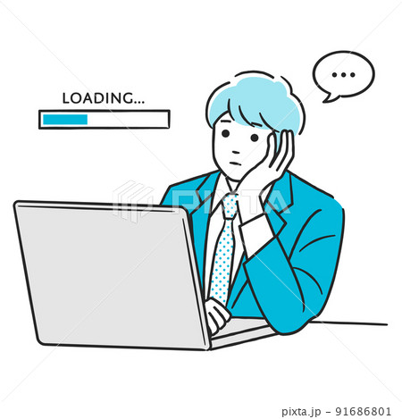 ローディングが長くて待ちくたびれる男性 91686801