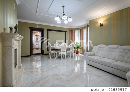 Classic living room interior design with marble floor Classic living room interior design with marble floor 91686957