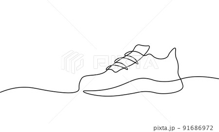 One line sneaker model. Digital symbol cryptocurrency game sten. Walking to earn money mobile app. Bitcoin money NFT blockchain vector illustration 91686972