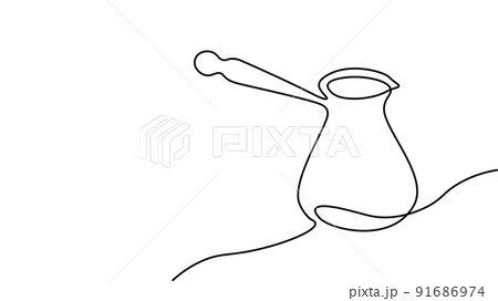 Single continuous line art. Coffee bean morning cafe hot drink silhouette concept design one sketch outline drawing vector illustration 91686974