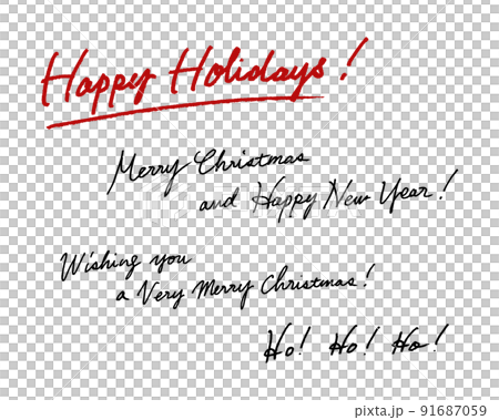 Happy Holidays! Merry Christmas! Cursive hand-drawn characters for Christmas 91687059