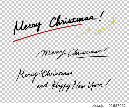 Merry Christmas and Happy New Year! Christmas cursive hand-drawn characters 91687062