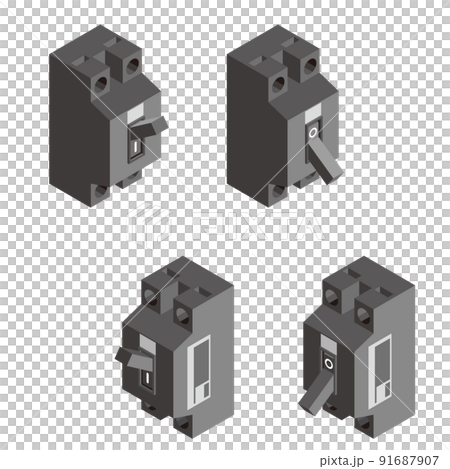 安全ブレーカーのアイソメイラストセット 91687907