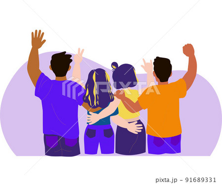 flat design people waving illustration 91689331