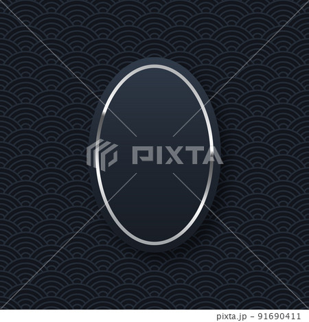 Silver oval frame minimalistic template with text space 91690411