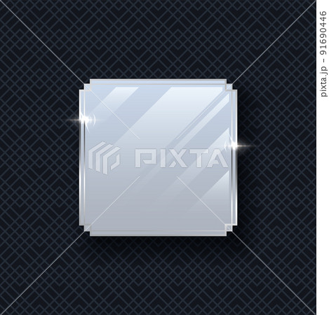 Silver makeup mirror vector mockup isolated on dark pattern background. 91690446