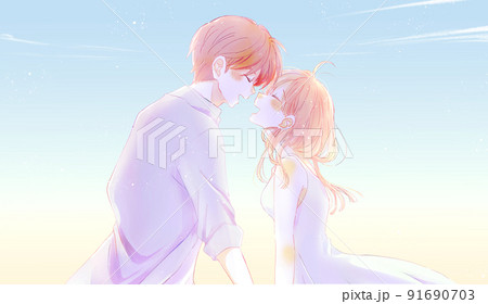 幸せそうな男女 夏 朝焼け 幸せそうな男女 夏 朝焼け 91690703
