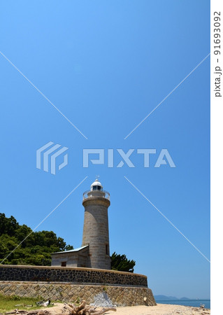 快晴の男木島灯台 香川 快晴の男木島灯台 香川 91693092