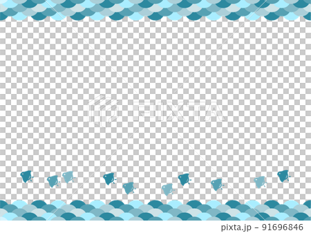 波千鳥 和柄 イラスト フレーム 青海波 波千鳥 和柄 イラスト フレーム 青海波 91696846
