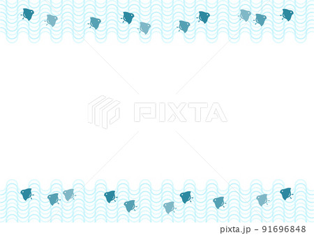 千鳥と波曲線 和柄 イラスト フレーム 千鳥と波曲線 和柄 イラスト フレーム 91696848