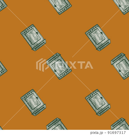 Mailbox engraved seamless pattern. Vintage letterbox in hand drawn style. Mailbox engraved seamless pattern. Vintage letterbox in hand drawn style. 91697317