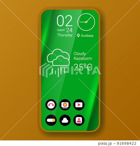 realistic smartphone user interface green elegant theme design 91698422