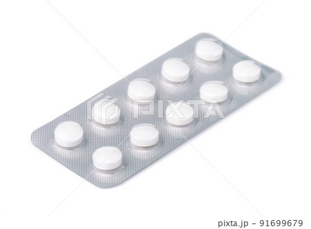 White pills in blister pack 91699679