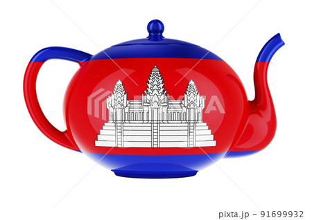 Teapot with Cambodian flag, 3D rendering Teapot with Cambodian flag, 3D rendering 91699932