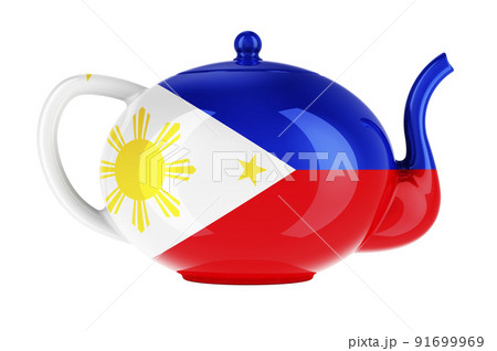 Teapot with Filipino flag, 3D rendering 91699969