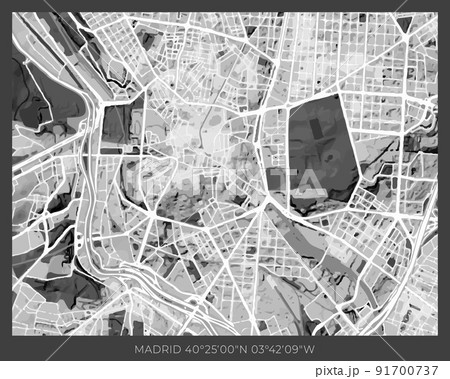 Madrid Map - abstract monochrome design for interior posters, wallpaper, wall art, or other printing products. Vector illustration 91700737