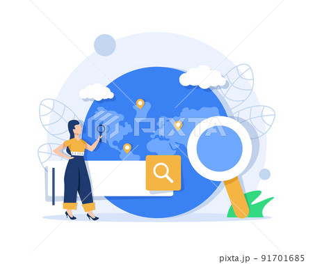 Search engine optimization and web analytics elements. Vector interface element with search button 91701685