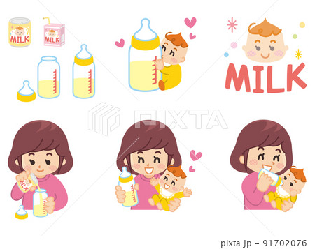 哺乳瓶でミルクを飲む赤ちゃん　液体ミルク　授乳 91702076