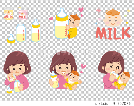 哺乳瓶でミルクを飲む赤ちゃん　液体ミルク　授乳 91702076