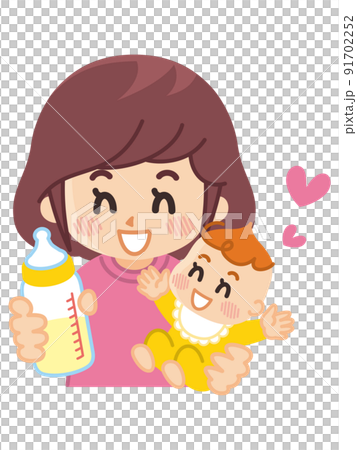 赤ちゃんに哺乳瓶でミルクを飲ますお母さん 育児 赤ちゃんに哺乳瓶でミルクを飲ますお母さん 育児 91702252