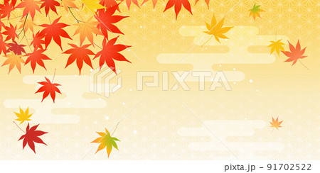 紅葉と和柄のイメージ背景2（2：1） 91702522