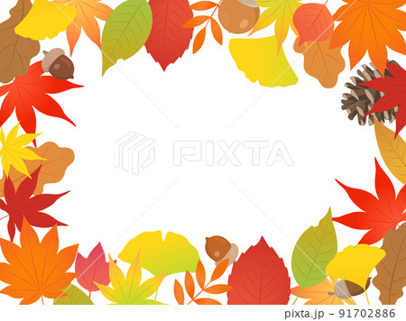 가을 낙엽과 나무 열매 프레임 - 스톡일러스트 [91702886] - Pixta