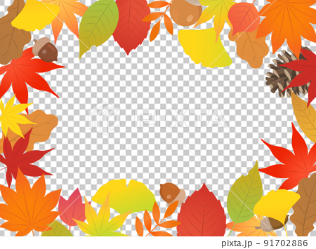 가을 낙엽과 나무 열매 프레임 - 스톡일러스트 [91702886] - Pixta