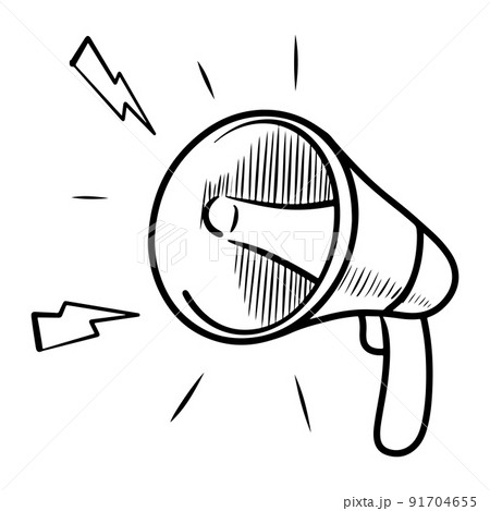 hand drawn vector doodle megaphone illustration isolated on white background. hand drawn vector doodle megaphone illustration isolated on white background. 91704655