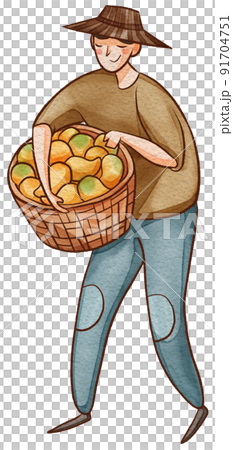 Asian character farmer and harvest watercolor icon png Asian character farmer and harvest watercolor icon png 91704751