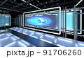 Virtual TV Studio Set. Green screen background. 3d Rendering Virtual TV Studio Set. Green screen background. 3d Rendering 91706260