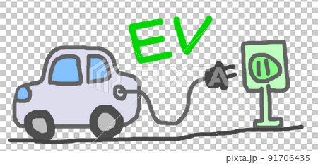 使用充電設施為電動汽車充電的插圖 91706435